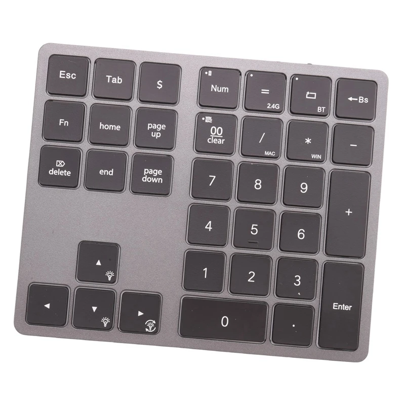 

1 Piece Backlight Bluetooth Numeric Keypad RGB Rechargeable 34 Keys Keypad Aluminum Numpad Keyboard For PC Laptop