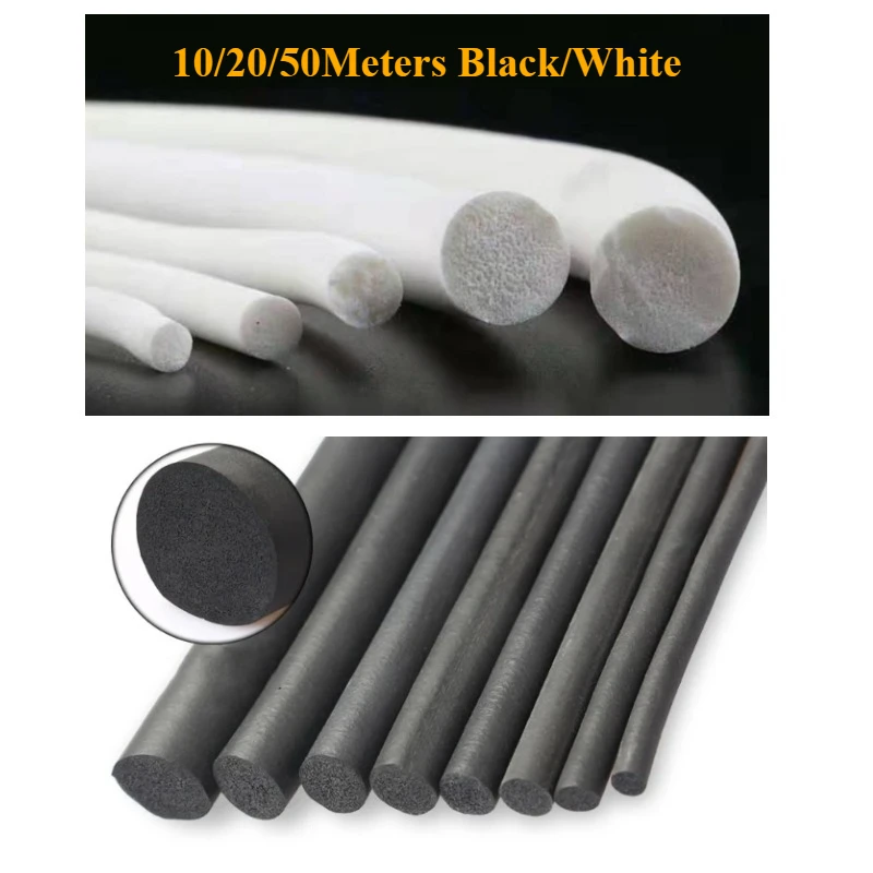 

10/20/50 Meters Sealling Strip Foamed Rubber Silicone Foam Round Strip EPDM Sealling Strip White/Black Good Sealing Material