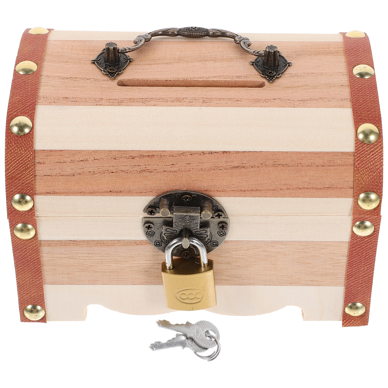 

Wooden Piggy Bank Small Size Vintage Coin Bank For Adults Decorative Money Saving Box Retro Treasure Chest Home Office