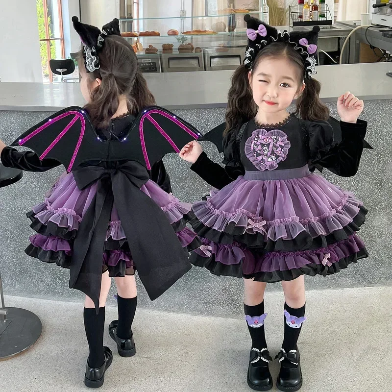 

Halloween Sanrio Cosplay Princess Dress Kuromi Lolita Children's Costume Dresses Puffy Skirt Suit Cute Girls Dress Birthday Gift