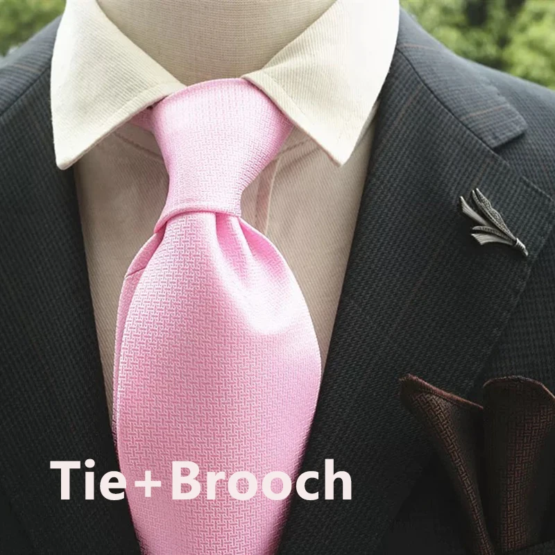 2pcs Neck Tie Set Classic Solid Brown Green Neckties Casual Business Retro Ties Brooches Wedding Party Suit Accessories Cravat