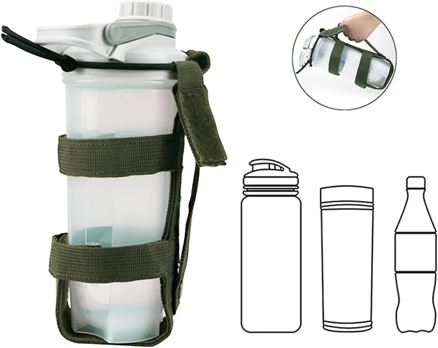 Reise-Wasserflaschentasche, taktischer Kordelzug, Molle-Wasserflaschenhalter, Reise-Mesh-Wasserflaschentasche, Trinkträger