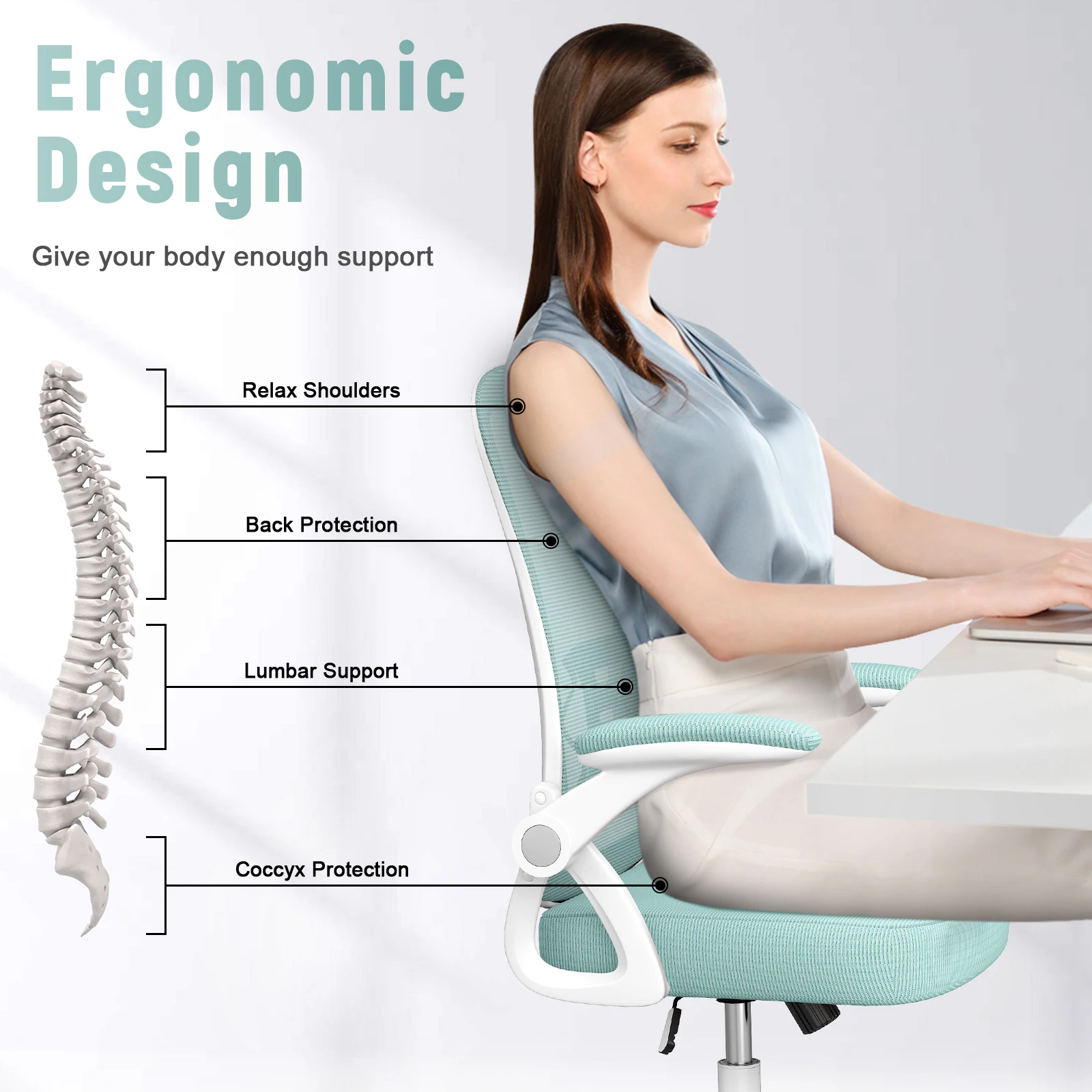 Ergonomiczne krzesło biurowe z podparciem lędźwiowym, krzesło wykonawcze z wysokim oparciem Obrotowe krzesło biurowe Krzesło komputerowe Krzesło do gier z siatki