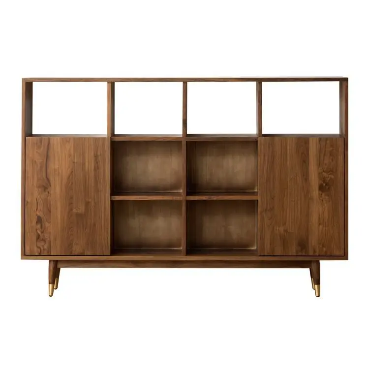 CX Simple Japanese Solid Wood Black Walnut Oak Bookshelf Shelf Combination Multi-layer Bookcase