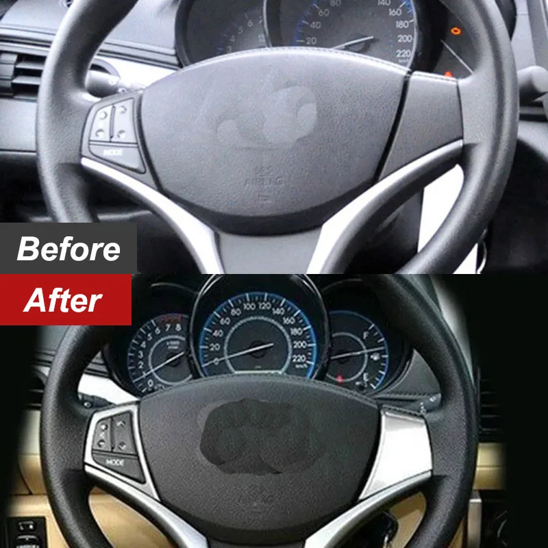 For Toyota Vios Yaris VITE 2014 2015 2016 2017 18 Car Styling Accessories ABS Chrome Car Steering Wheel Button Frame Cover Trim