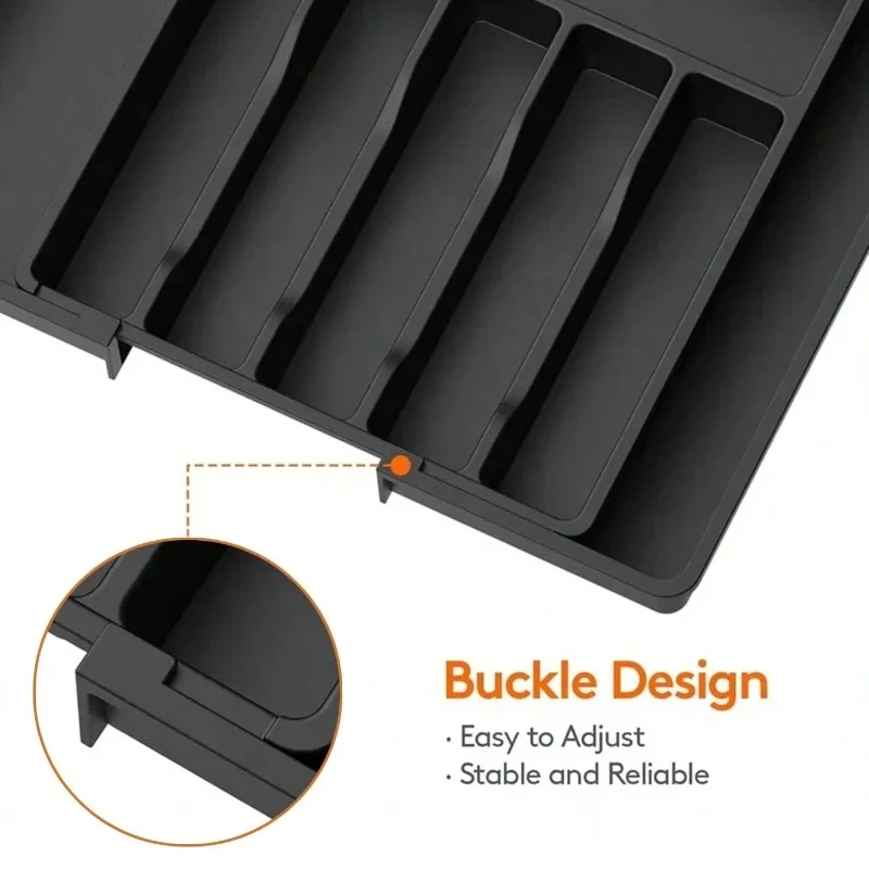 Регулируемый выдвижной ящик для хранения столовых приборов — расширяемый органайзер для кухонного ящика с разделителями для посуды, домашняя организация