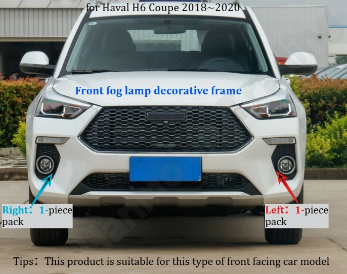 

for Haval H6 Coupe 2018~2021 Front fog lamp decorative frame/left and right fog lampshades/exterior decorative accessories