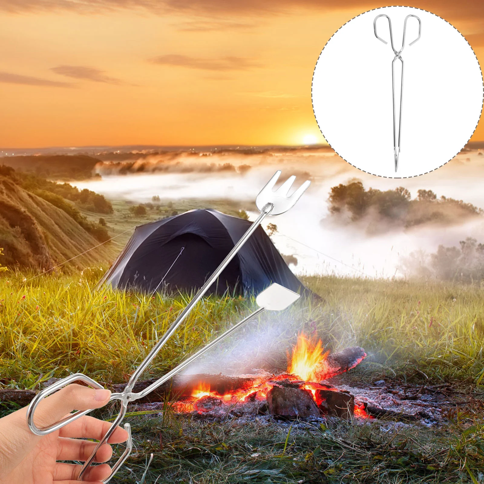 Camping Barbecue Fireplace Tong Campfire Tong Fireplace Tong Outdoor Charcoal Clip fire pit tongs camping firewood tong
