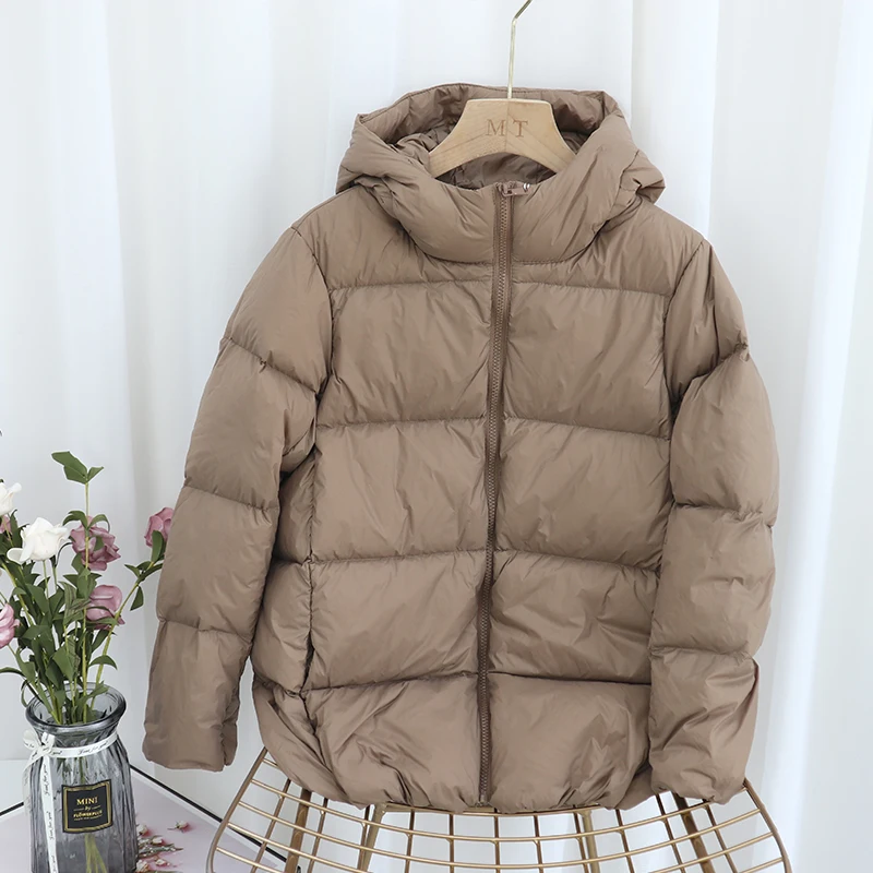 Autumn and Winter New 2025 90% White Duck Down Women Jacket Casual Fashion Commuter Warm Hooded Women Jacket Coat