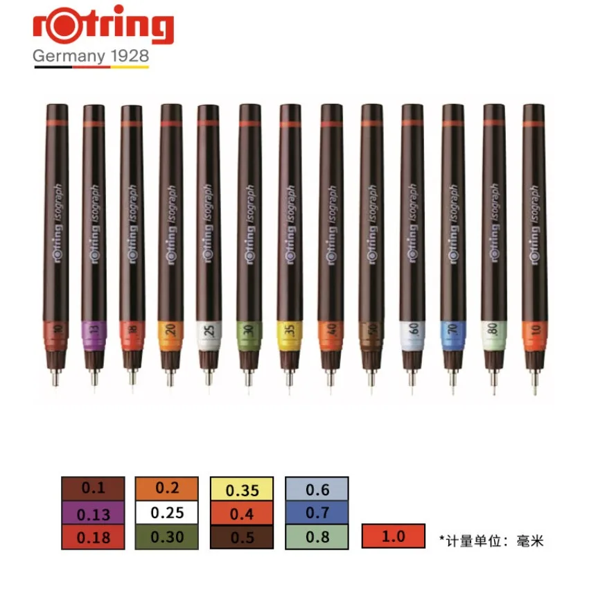 For ROtring Isograph Technical Drawing Pen, High Precision Pen, 13 Different Line Widths Available