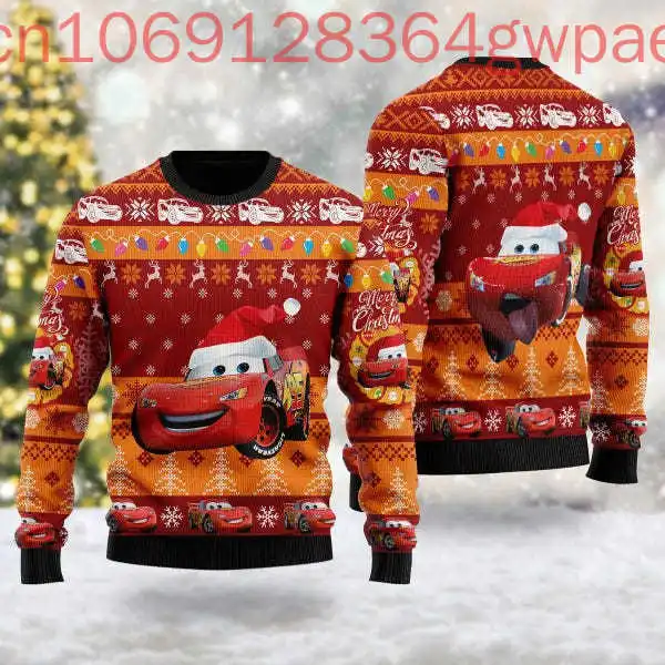 ديزني البرق ماكوين سترة قبيحة بيكسار سيارات عيد الميلاد سترة رحلة قميص البرق 95 الرجال والنساء عيد الميلاد سترة