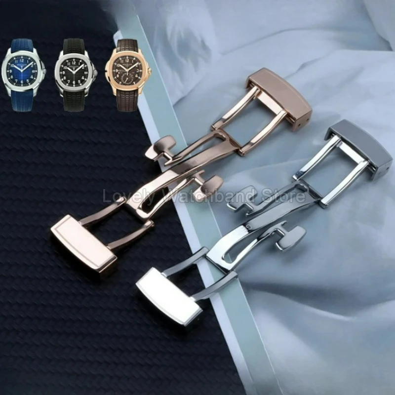 Smooth Surface High Quality Durable Silver Rose 16 18mm Accessories for Patek Philippe Aquanaut 5167/5164 Folding Watch Buckle
