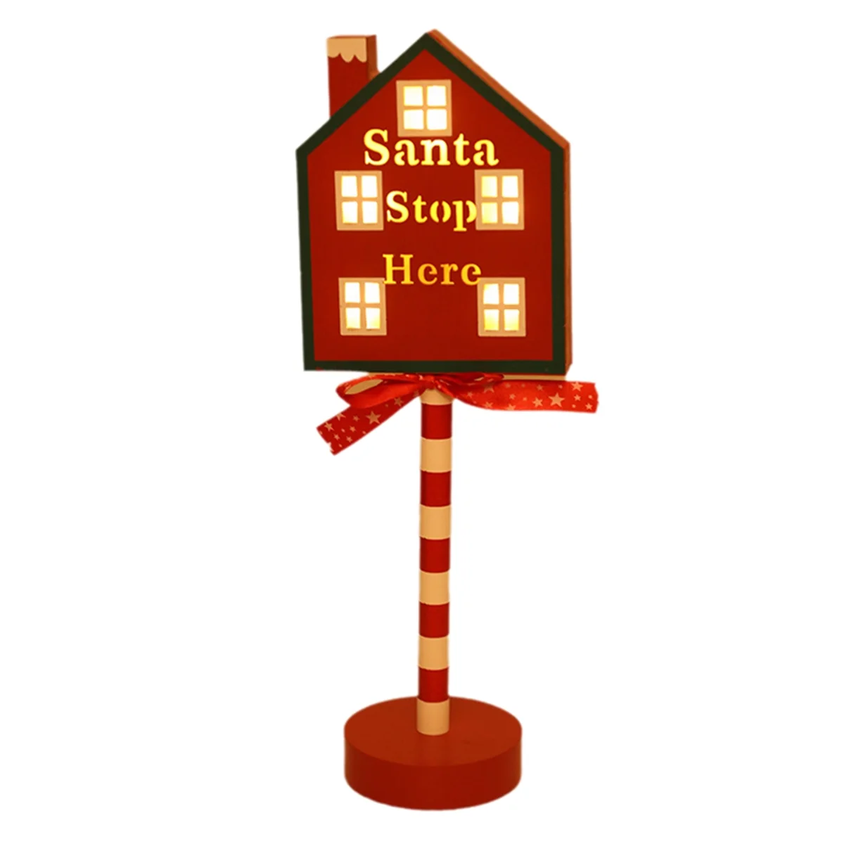 Christmas Vintage Lights North Pole Sign LED Light Street Sign Christmas Wooden Tabletop Decoration Christmas Decor B