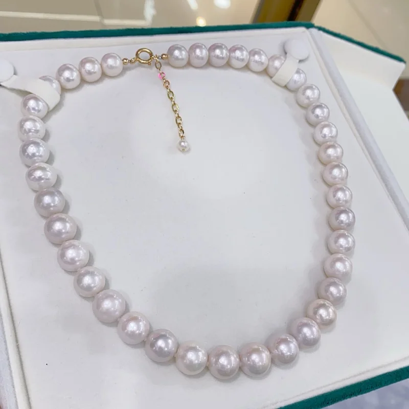 

SGARITs Fine Jewelry Элегантный дизайн Ювелирное ожерелье Натуральная пресноводная вода 10-12,5 мм Белый жемчуг Ожерелья из бисера для отпуска