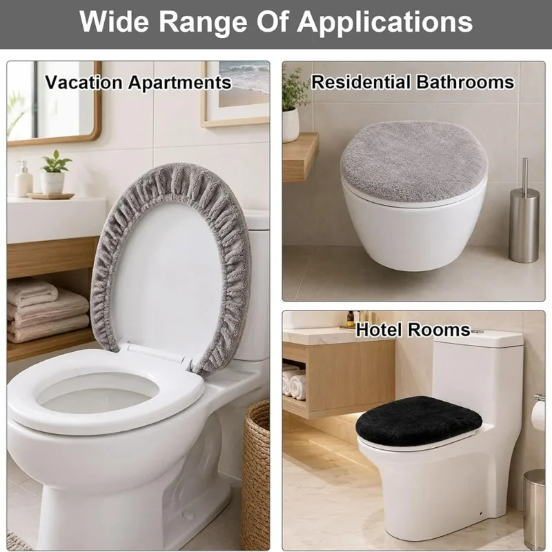 DTEN-Toilet Seat Dust Cover-Soft Polyester 2Pcs Lid Cover Set For Home