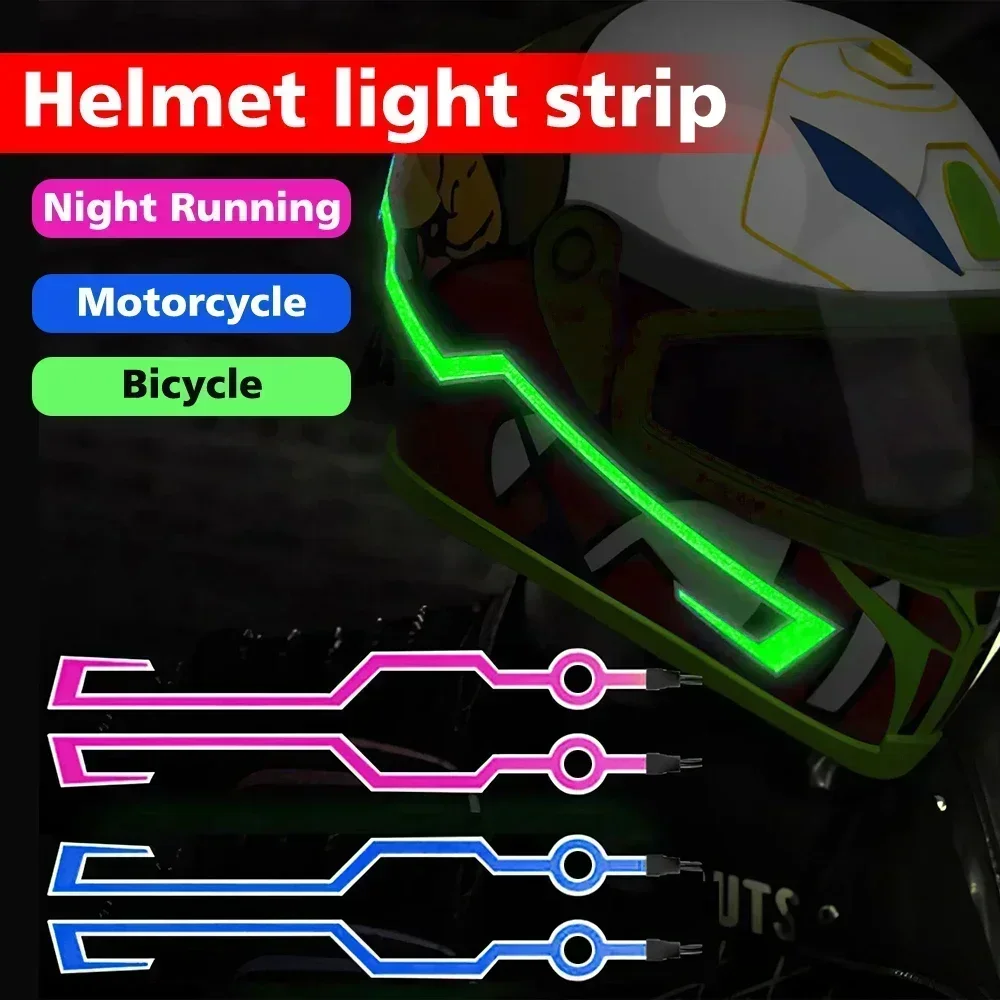 Motorcycle Helmet LED Warning Lights Night Riding Helmet Motor Cold Light Strip EL Waterproof Sticker Motorcycle Accessories