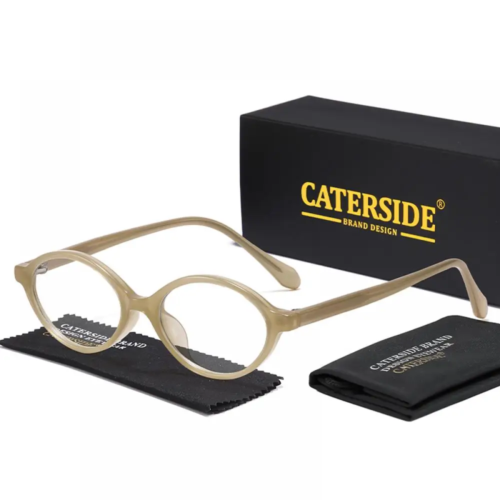 CATERSIDE Neue Retro Anti-Blaulicht-Brille für Damen und Herren, Tr-90 Ovaler Rahmen, Flache Gläser, Modische und Künstlerische Dekorationsbrille – Detail 12