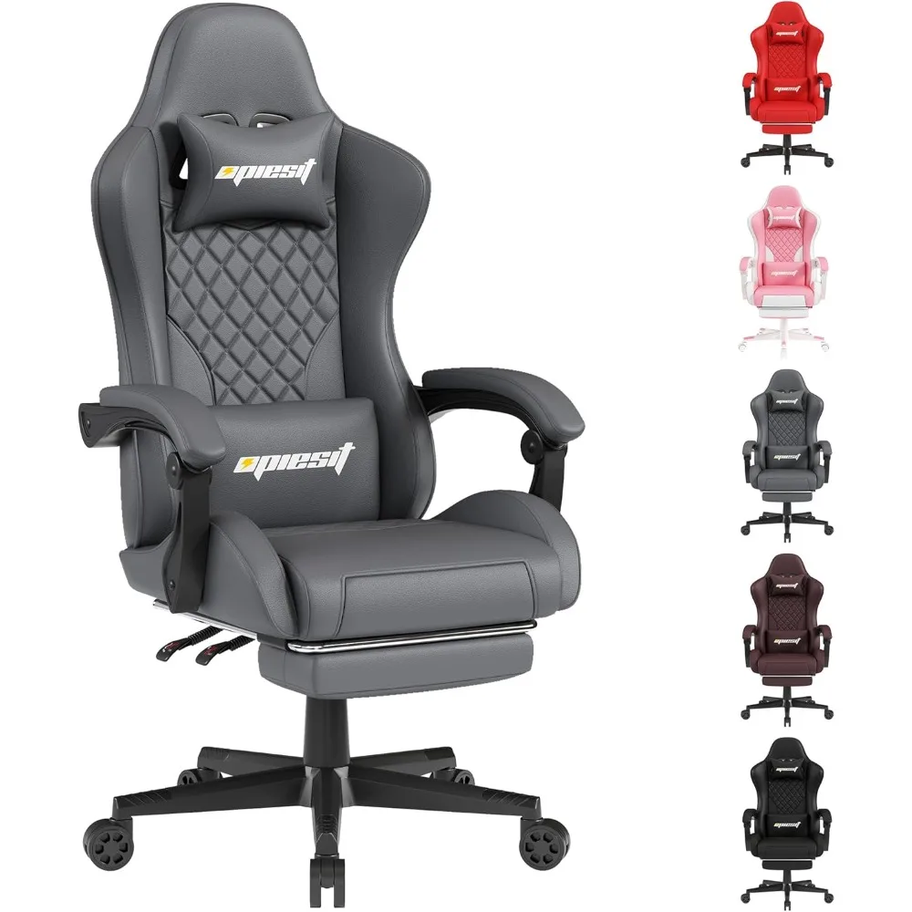 

Gaming Chair Office Chair with Footrest, Height Adjustable, Ergonomic Computer Chairs with Pocket Spring Cushion, PU Leather,Vid