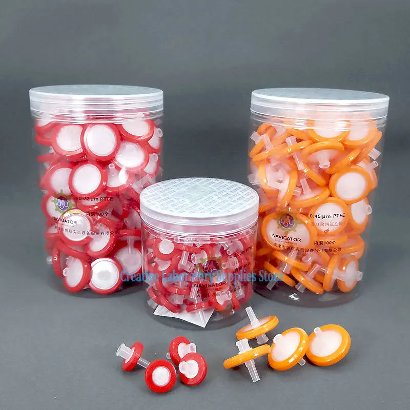 100pcs/box Laboratory 13/25mm Disposable Syringe Filter  with 0.22um or 0.45um PES/MCE/Nylon/ PTFE/PES filter membrane
