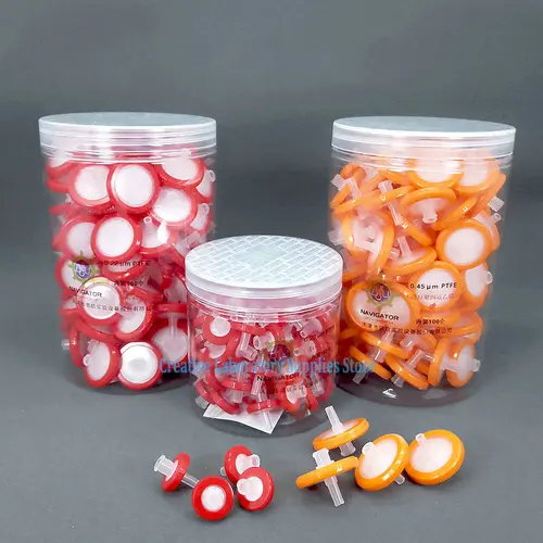 Imagen 2 del producto 100 unids/caja filtro de jeringa desechable de laboratorio 13/25mm con membrana de filtro PES/MCE/Nylon/PTFE/PES de 0,22 um o 0,45 um