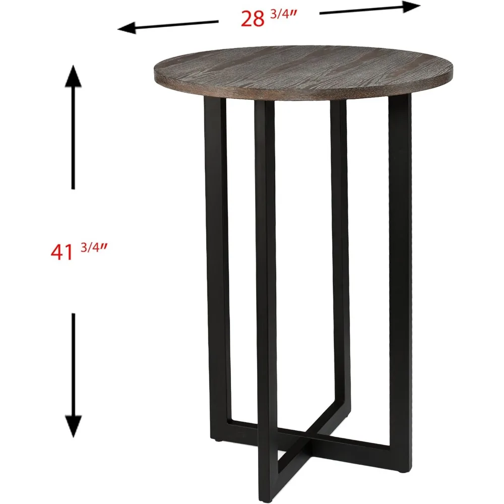 Stół bistro Danby 42, blat z wypalonym dębem i czarna rama, mieści 4 osoby
