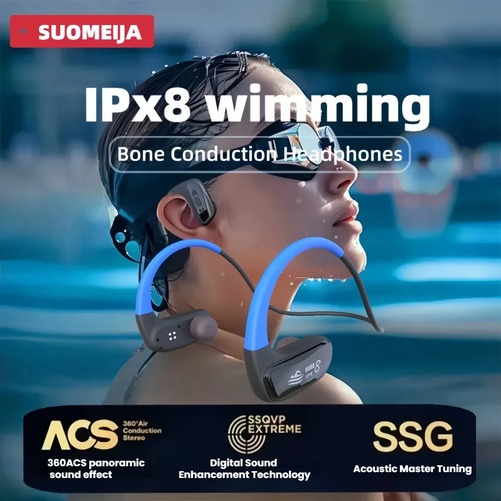 防水-bluetooth-ipx8-ワイヤレス-スポーツ-イヤホン-骨伝導ヘッドフォン-32gb-ストレージ付き-ランニング、ダイビング、水泳用