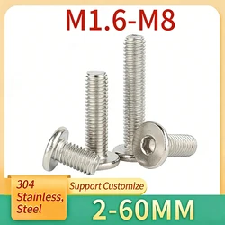 10pcs M1.6 M2 M2.5 M3-M8 Hex Hexagon Socket Ultra Thin Flat Wafer Allen Head Bolt Screw 304 Stainless Steel Support Customize