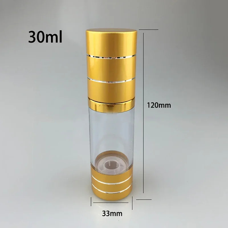 50ml 30ml 15ml ทองเงินพลาสติกปั๊มสุญญากาศขวด Essential Oil Foundation ครีมรีฟิลคอนเทนเนอร์