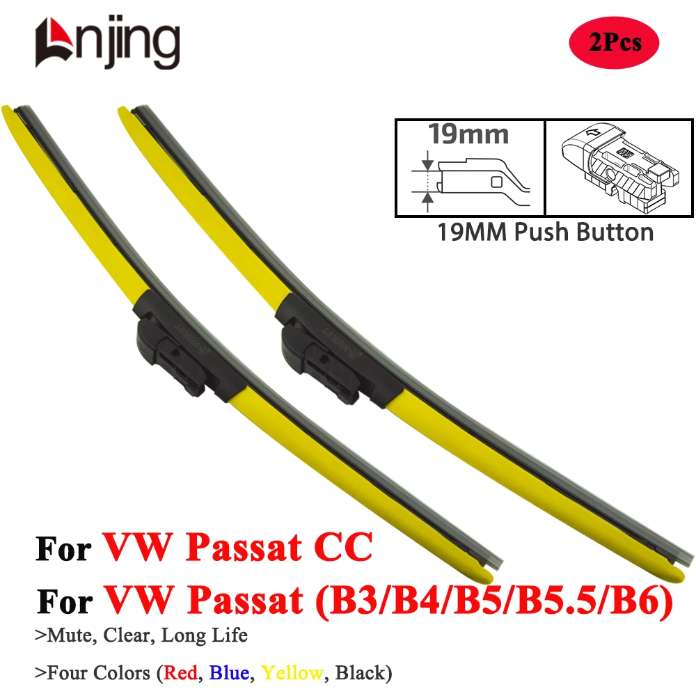 LNJING Colorful Wiper Blades For VW Volkswagen Passat CC B3 B4 B5 B6 3C2 1988 2000 2004 2005 2006 2010 2011 2012 Car Accessories