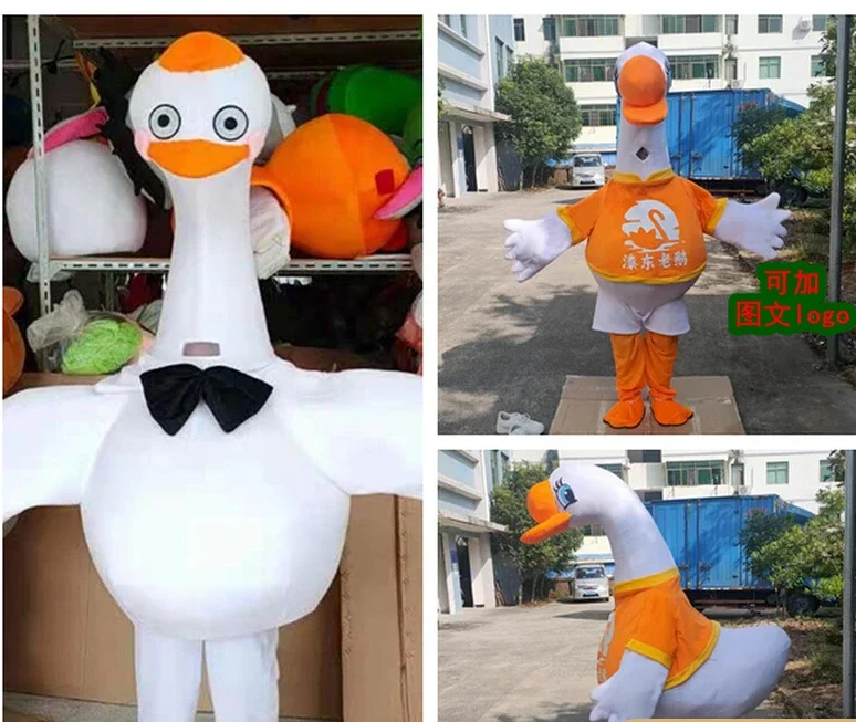 White Goose Mascot Costume Swan Costume Cosplay Party Carnival Halloween Christmas Easter Adult