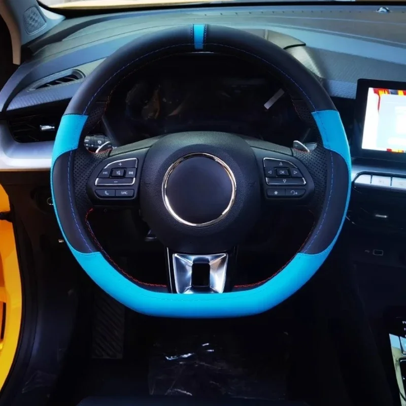 

Чехол на руль, модифицированный интерьер, нескользящая дышащая кожаная флип-меховая модификация интерьера, аксессуары для MG5 2021-2022