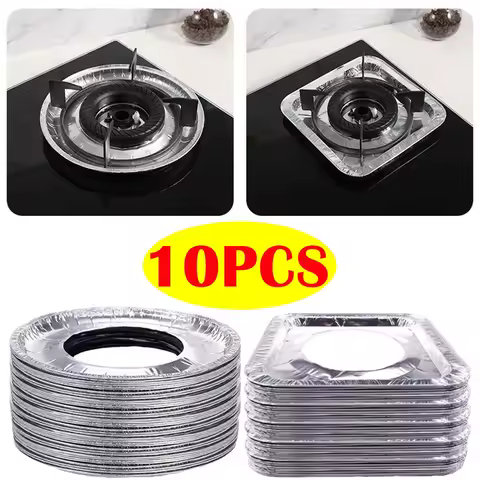 1/10pcs Disposable Aluminum Gas Stove Burner Covers Heat-Resistant Protectors Thick Top Liner For Kitchen Easy Clean Stove Guard