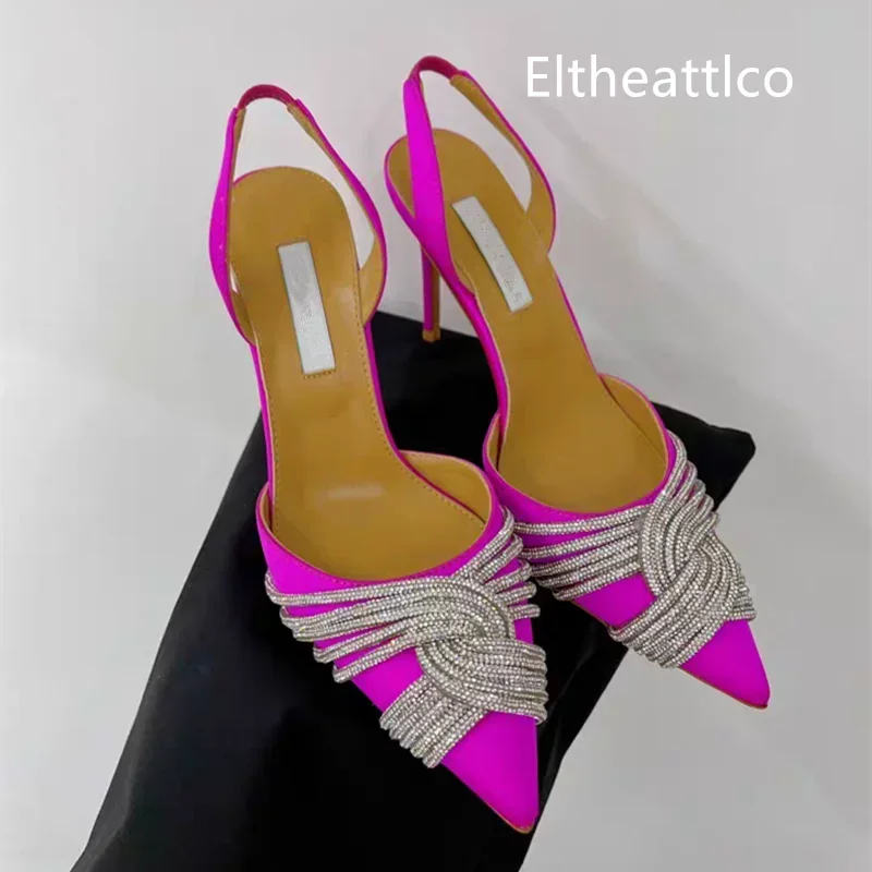 

2025 European and American women's new high heels transparent pointed rhinestone fashion shoes