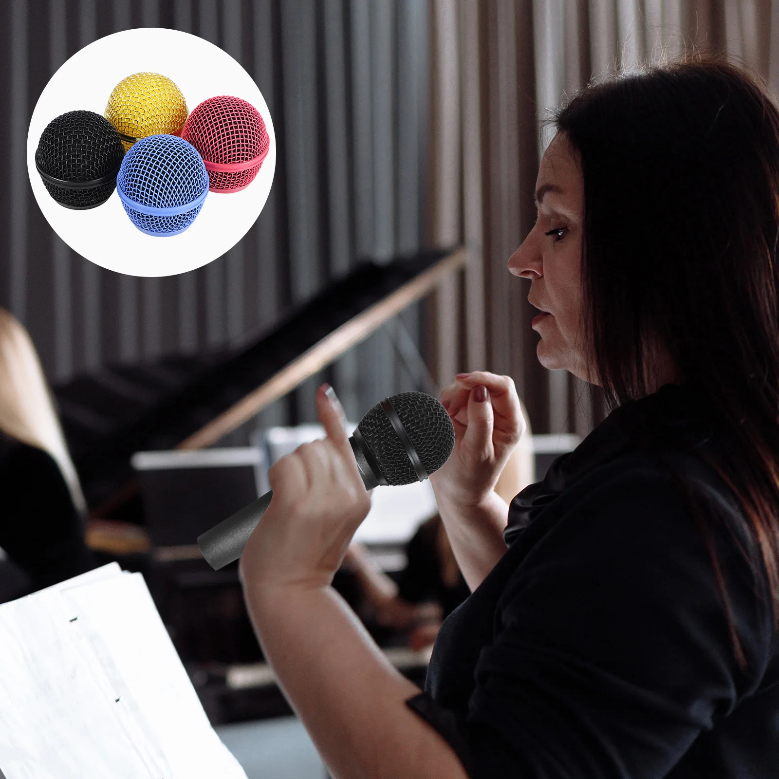 

4pcs Microphone Mesh Grills Replacement Metal Grill Head For Wired Wireless Mic Supplies Microphone Grille Replacement Mesh Head