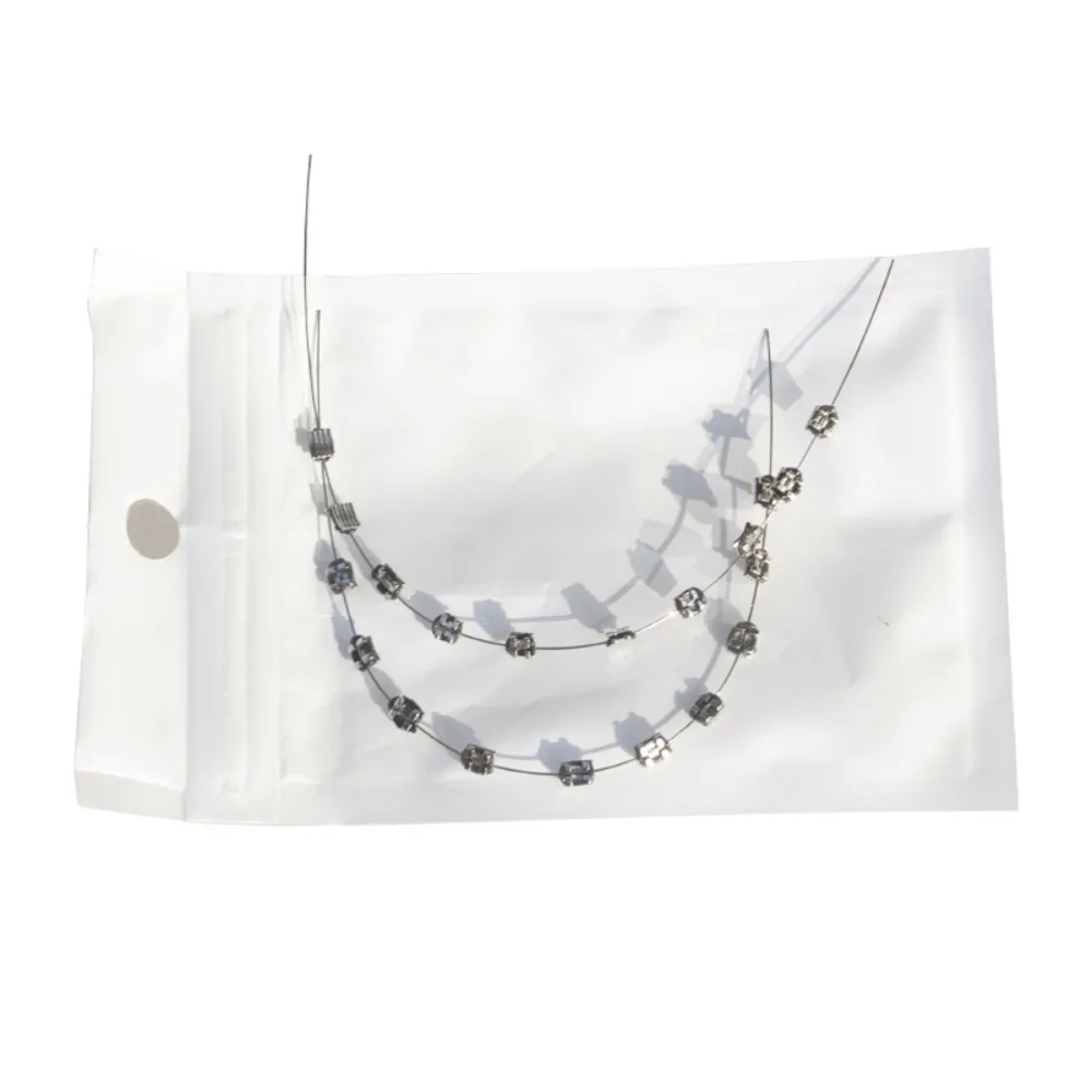 

1 Pair Colorful Temporary Tooth Decoration Dental Decorations with Metal Wires Orthodontic Ligature Ties Fake Brackets Braces