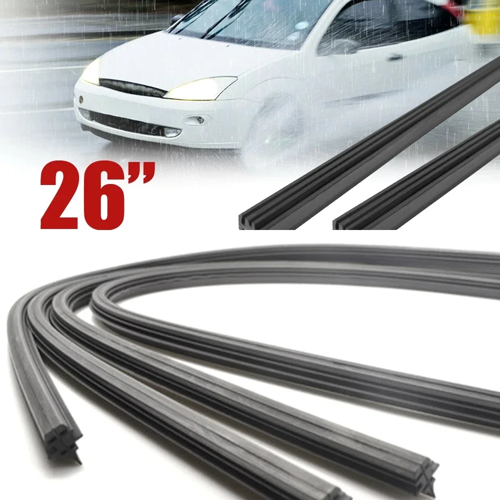 

1Pc 26 Inch 6mm Car Windshield Boneless Wiper Rubber Strip Frameless Black Wiper Blade Refills Wear Parts Windscreen Accessories