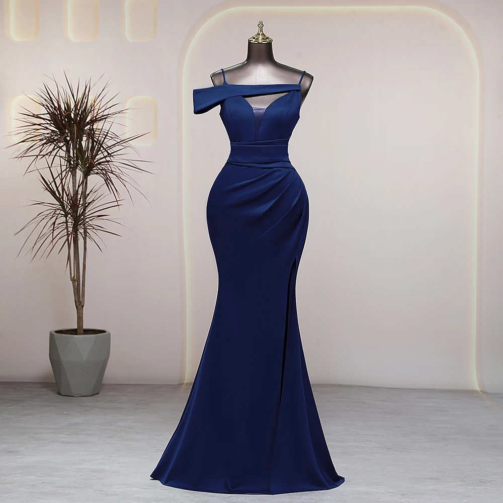 Elegant V-neck navy-blue prom dress luxury evening dress wedding party dress formal occasion dress special events Dresses gala