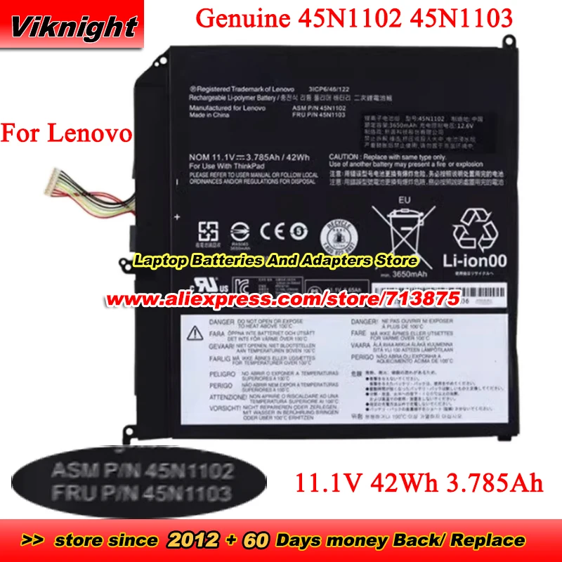 

Genuine 45N1102 45N1103 Battery for Lenovo ThinkPad X1 helix Tablet 3701-3GM Helix(20CGA01QCD) 36971A1 36984RU 11.1V 42Wh