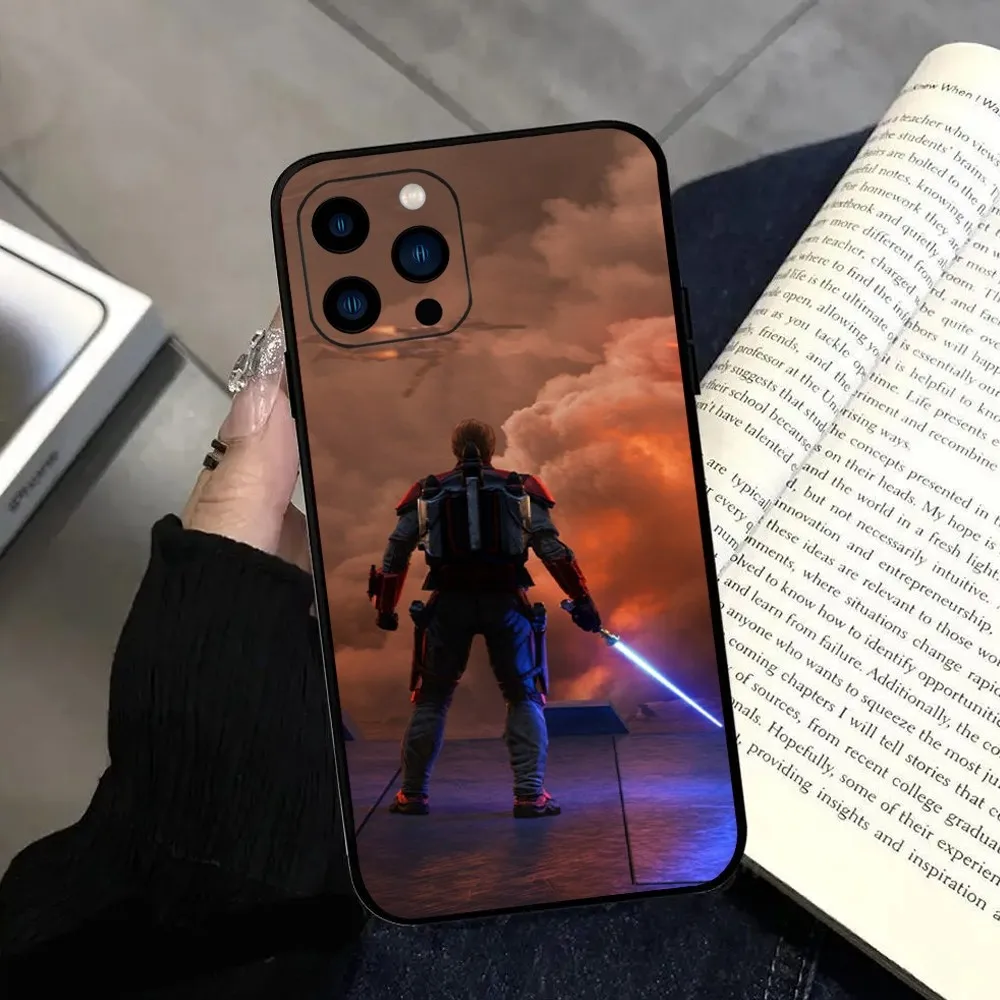 MINISO S-Star W-Wars  Phone Case  For iPhone 11 12 13 14 15 Pro Max Mini Plus XS XR X Black Silicone Soft Case