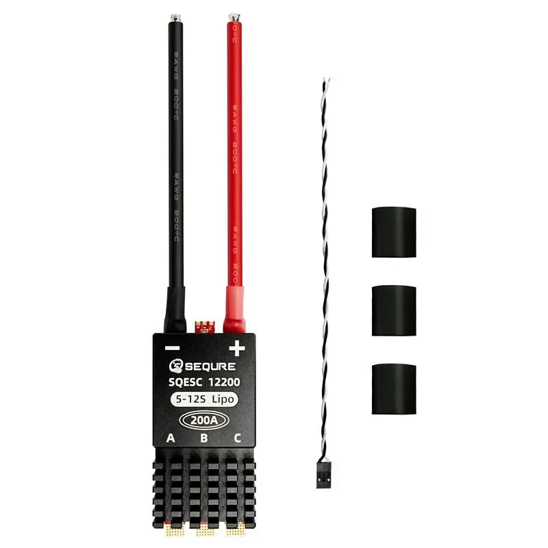 SEQURE 12200 Brushless Electric Speed Controller 5-12S 200A & 8awg Wire BLHeli_32 | AM32 for Multi-rotor Aircrafts  Boat RC Car