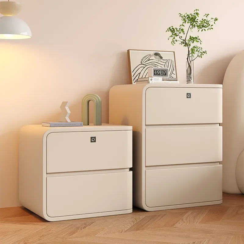 for Cream Wind Bedside Table Simple Modern Small Light Luxury High Sense Minimalist with Lock Household Bedroom Storage