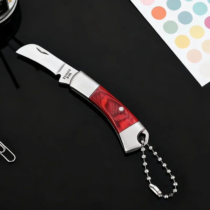 Mini Folding EDC Knife  Portable Pocket Utility Tool with Chain Compact Foldable Cutter for Outdoor Camping Daily Use Essential