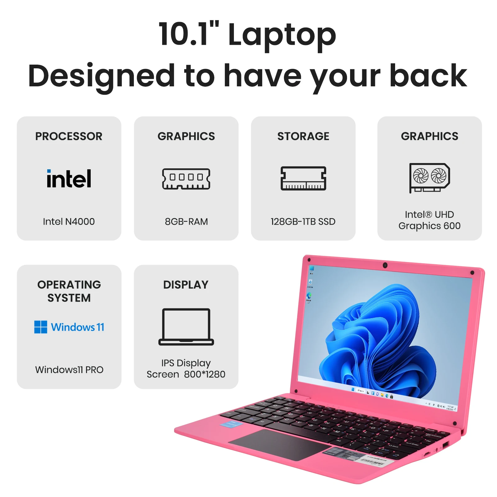 2025年新型10.1インチミニラップトップ、インテルCeleron N4000、8GB RAM 128GB SSD、Windows 11搭載、学生・ビジネス向け超ポータブルノートブック
