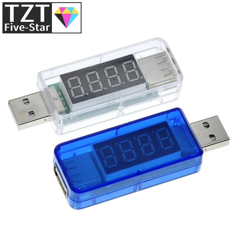 TZT Digital USB Mobile Power charging current voltage Tester Meter Mini USB charger doctor voltmeter ammeter Turn transparent