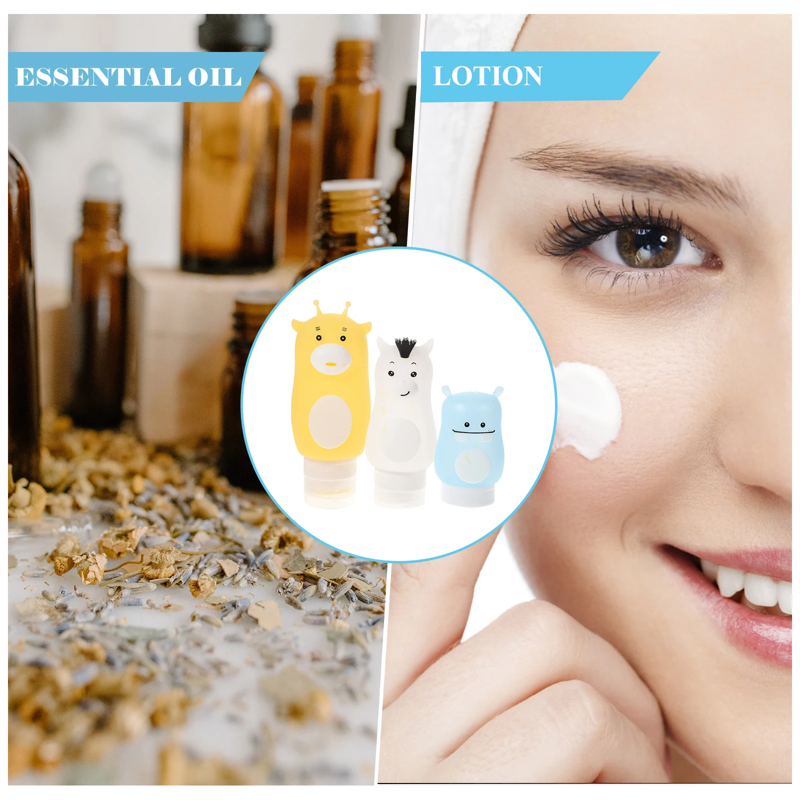 

3pcs Wash Dispenser Bottles Durable Safe Material Long Use Decorate Lotion Shampoo Lightweight Travel Practical Gift Cartoon