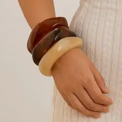 Lacteo Creative Vintage Acrylic Irregular Bangle Bracelet Women Classic Large Chunky Thick Bracelets Steampunk Jewelry Accessory