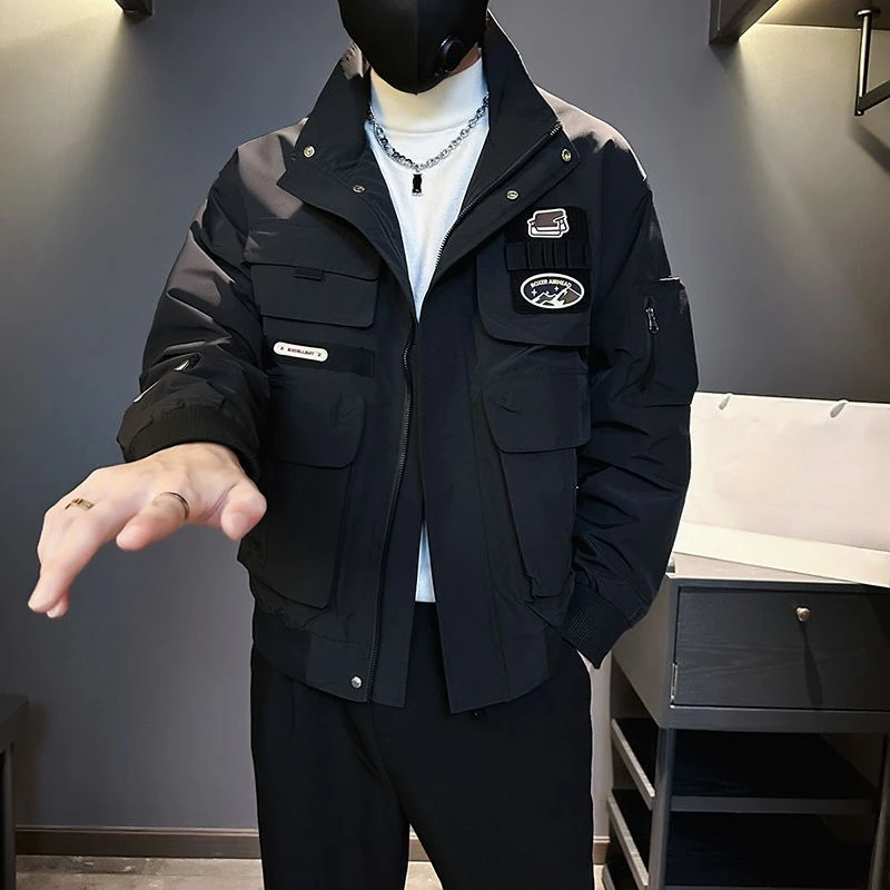 

​High End Men's Collared Jacket Collection Trendy Streetwear Jacket for Autumn Winter Durable Water Resistant Fabric Slim Fit​