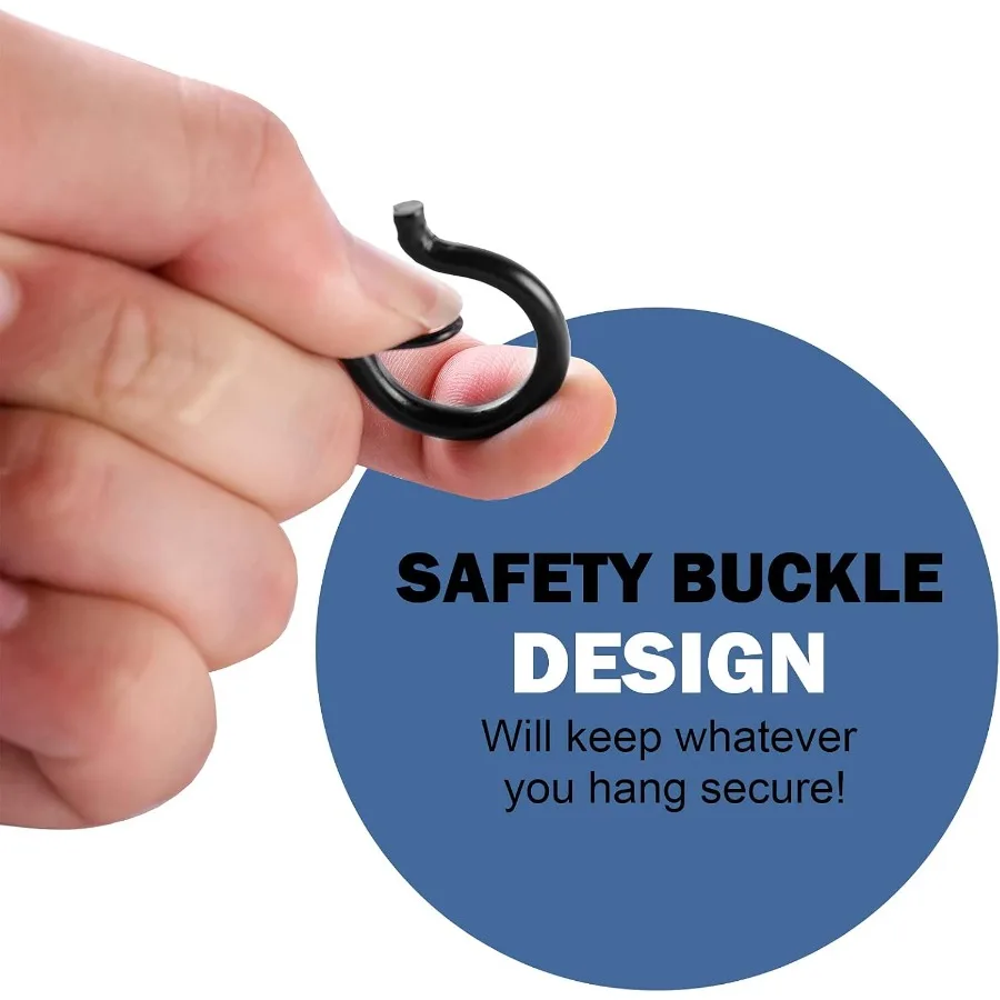 안전 버클이 있는 20개 Q 행거 후크, 야외 스트링 조명, 식물, 크리스마스 파티오 조명 걸이용 방풍 나사 후크