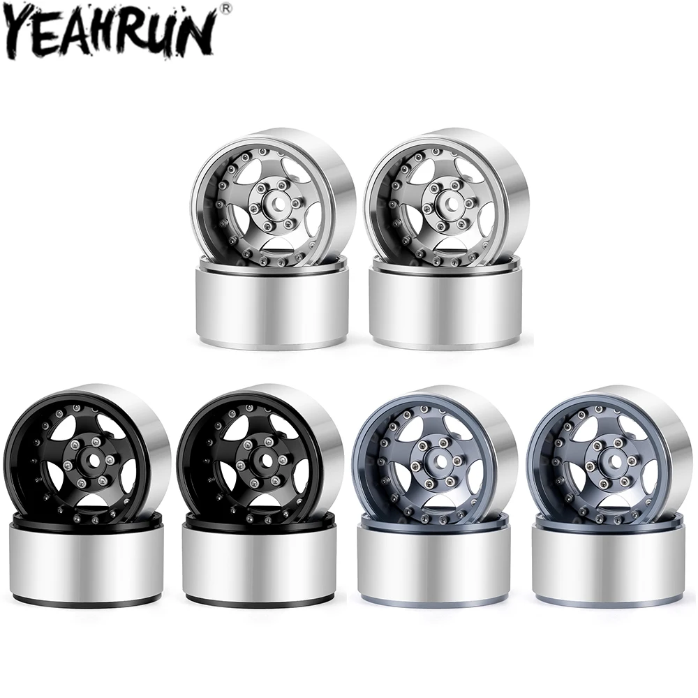 YEAHRUN 4 szt. Felgi Beadlock 1.9 cala z piastami do Axial SCX10 CC01 TRX4 TRX6 Wraith D90 1/10 RC Crawler Części Zamienne do Tuningu
