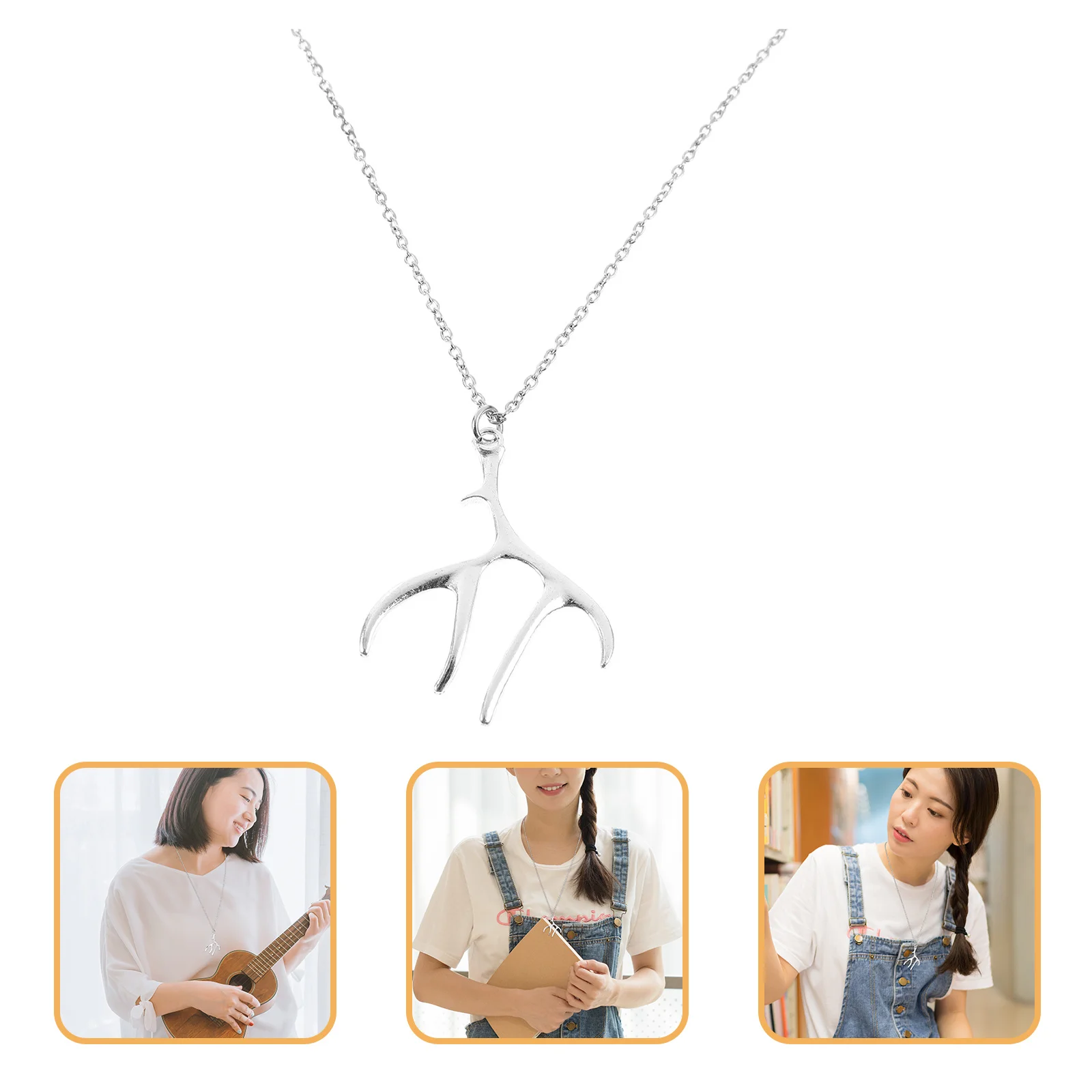 

Christmas Pendant Jewelry Unique Antlers Style Necklace for Lady Festive Xmas Gift Women's Dangle Alloy Accessory